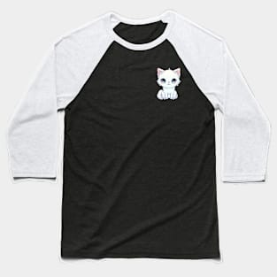 The Cute White Kitten Baseball T-Shirt